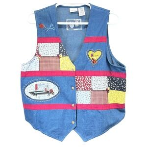 Vintage Bobbie Brooks Woman Cotton Sewing‎ Cottage Granny Core Vest 18W 20W